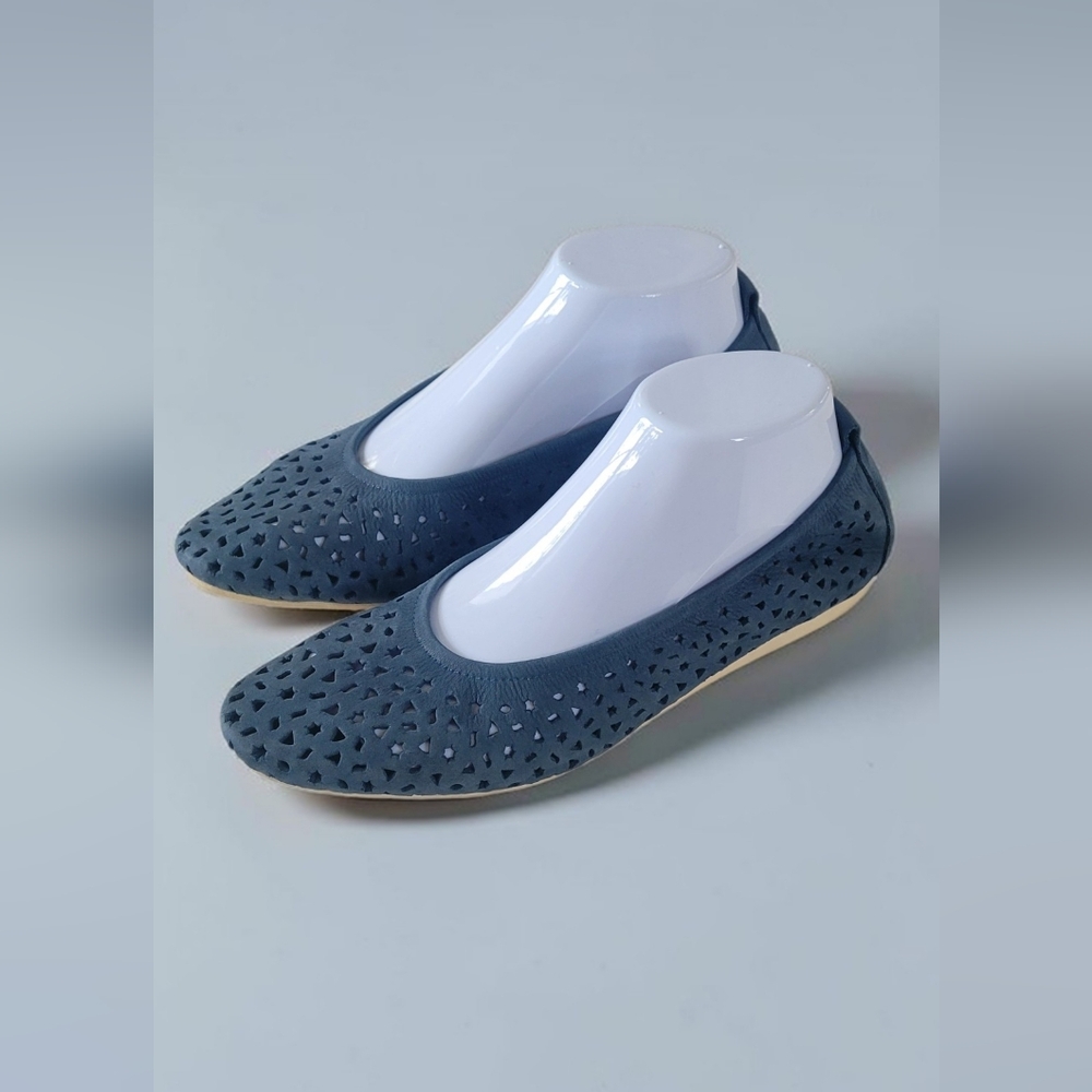 Arche Lilly Perforated Ballet Flats, Leather, Quiet Luxury, Blue, Women's 9